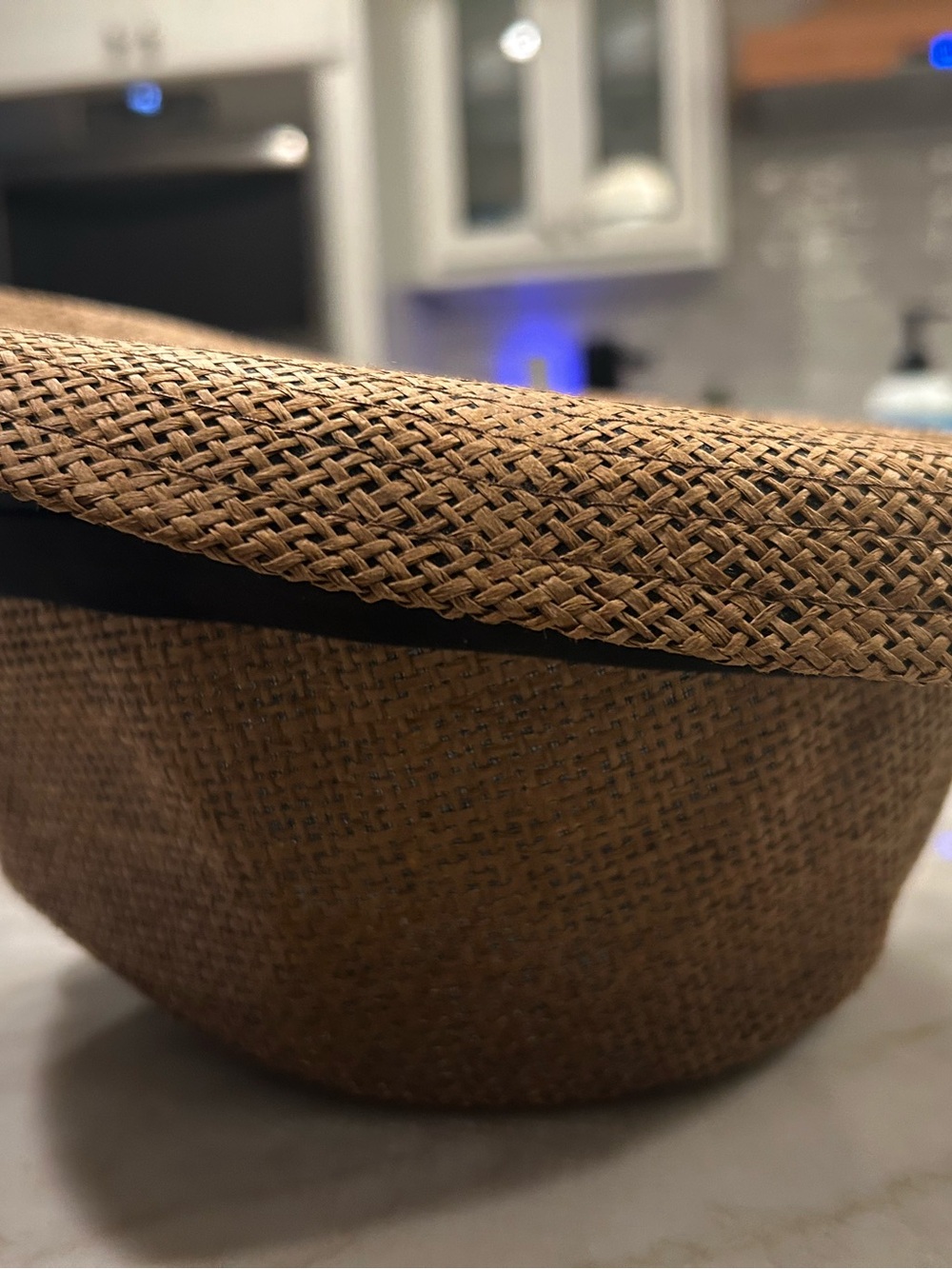 Straw Fedora Hat with Black Band - Neutral Tan - fits adult small - Picture 4 of 5